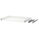 Option: A white MAXIMERA drawer with metal runners. It has a sleek, rectangular design and is equipped for smooth, self-closing functionality.