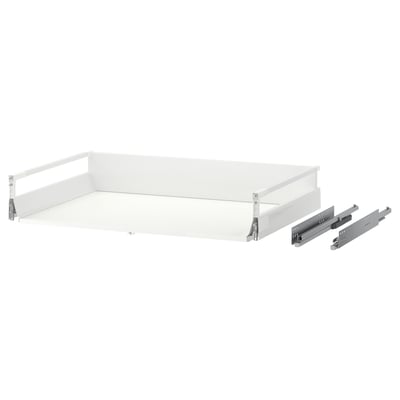 MAXIMERA pull-out drawer, white, melamine & steel, rectangular, minimalistic design.