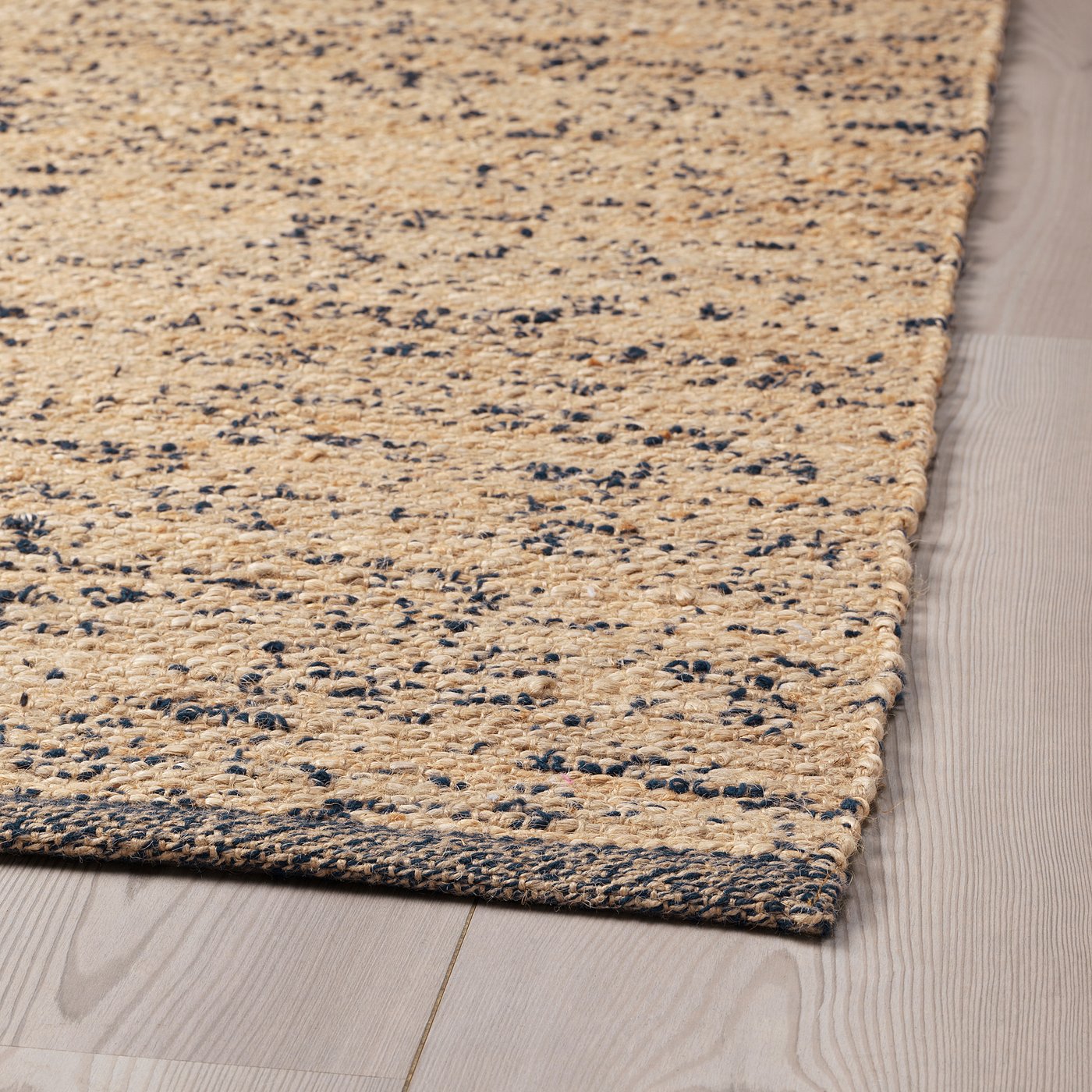 MELHOLT rug, flatwoven, handmade natural/dark blue, 133x195