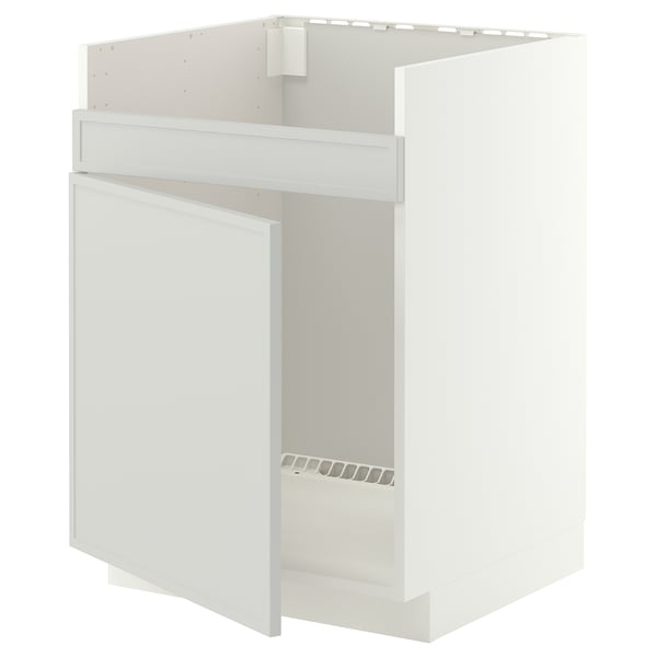 METOD Base cab f HAVSEN single bowl sink, white/Aspudden light grey, 60x60 cm