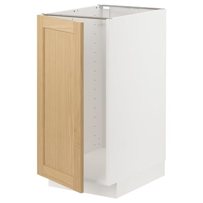 METOD kitchen cabinet - white and oak veneer, rectangular with single door.