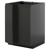 Black modern kitchen cabinet, rectangular with glossy finish and sleek handle.