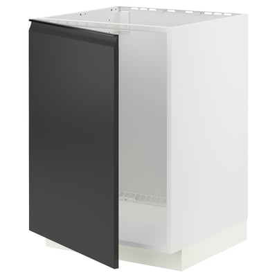 METOD kitchen cabinet: white with matte black door and integrated handle.