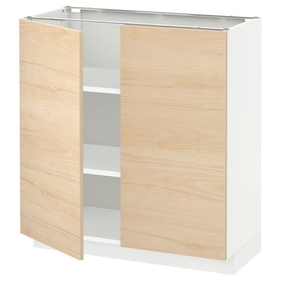 METOD kitchen unit, light wood & white, square, two-door design.