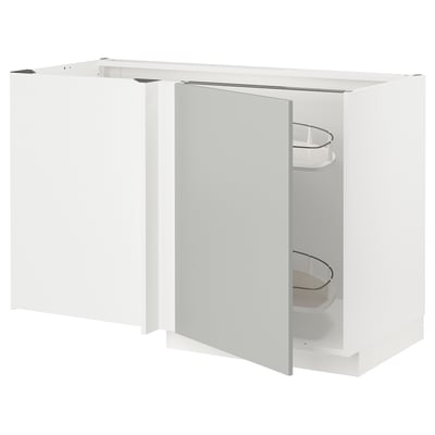White METOD kitchen cabinet with light grey havstorp doors, modern minimalist design.