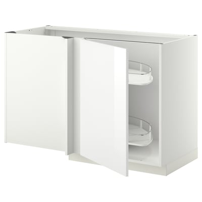 White METOD kitchen cabinet with glossy drawers and modern design.