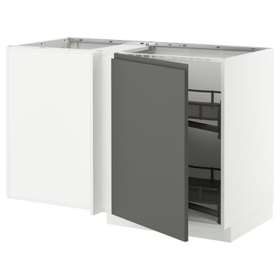 METOD kitchen cabinet in white and dark grey with pull-out shelf.