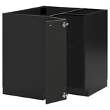 Black kitchen cabinet set, modern design with sturdy particleboard and metal hinges, includes 2 doors, adjustable shelves, and 25-year warranty.