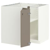 METOD Corner base cabinet with shelf, white/Voxtorp high-gloss dark grey-brown, 88x88 cm