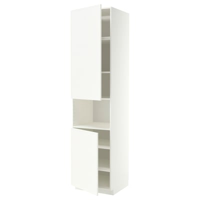 METOD High cab f micro w 2 doors/shelves, white/Aspudden matt white, 60x60x240 cm
