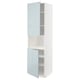 Modern white tall cabinet with blue pepino high-gloss doors, adjustable shelves.