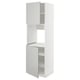 White METOD cabinet, modern, light grey, three-door design, two open, particleboard & acrylic paint.