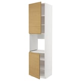 White METOD kitchen cabinet with oak doors, minimalist style.