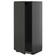 Modern black kitchen cabinet with sleek design and adjustable shelf.
