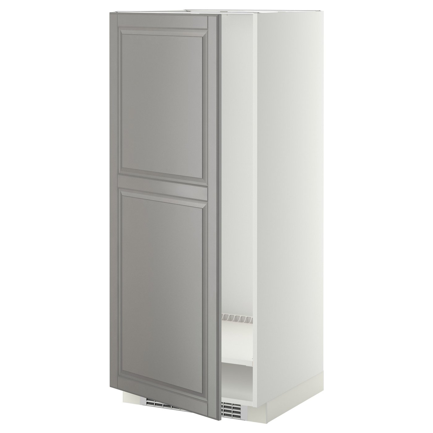 METOD high for fridge/freezer, white/Bodbyn grey, 60x60x140 cm