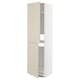 METOD kitchen cabinet in beige, slim design with open doors revealing shelves.