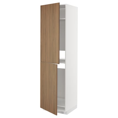 METOD kitchen cabinet with walnut doors, slim design, white body.
