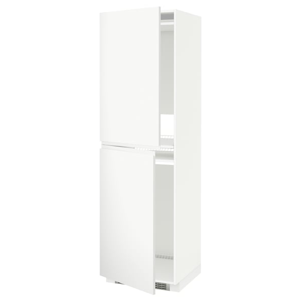 METOD white kitchen cabinet with 2 shelves, square shape, minimalist design.