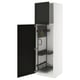 A white METOD cabinet with black doors and shelves, featuring a hanging organizer.