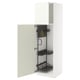 White METOD kitchen cabinet with pull-out organizers and perforated panels.