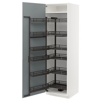 METOD kitchen cabinet with pull-out shelves, white and grey-blue, modern design.