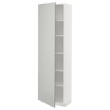 METOD white cabinet, light grey, modern design, tall with open shelves.