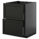 Black wooden kitchen cabinet with two large drawers, modern design.