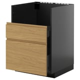 Modern kitchen unit: METOD. Gray base, oak drawer fronts. Includes five drawers, clean, minimalist design.