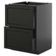 Modern black kitchen unit with two drawers, sleek design, high-quality drawer run.