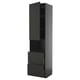 A black ikea METOD kitchen cabinet with a modern design, featuring a door and two drawers.