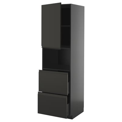 METOD modern black kitchen cabinet with drawers.