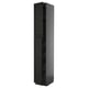 A black METOD kitchen cabinet with lerhyttan fronts and beveled edges. It has a tall, rectangular shape with multiple shelves inside.