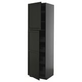 Gray cabinet with 2 doors and 1 drawer.