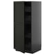 Black kitchen cabinet with beveled edges, one door, one shelf.