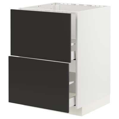 Black and white modern kitchen drawer unit, boxy, sleek design.