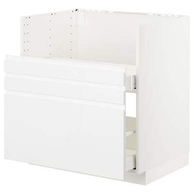 METOD kitchen cabinet in white. Modern design with integrated handles and smooth drawers.