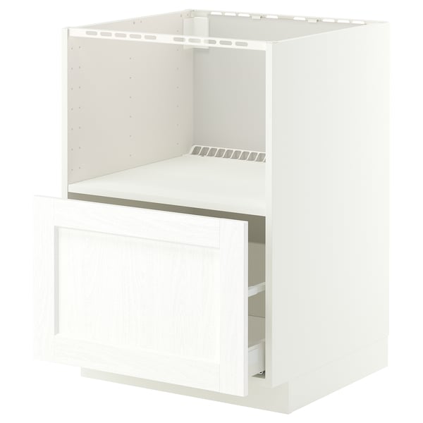 METOD / MAXIMERA Base cabinet f built-in appliances, white Enköping/white wood effect, 60x60 cm