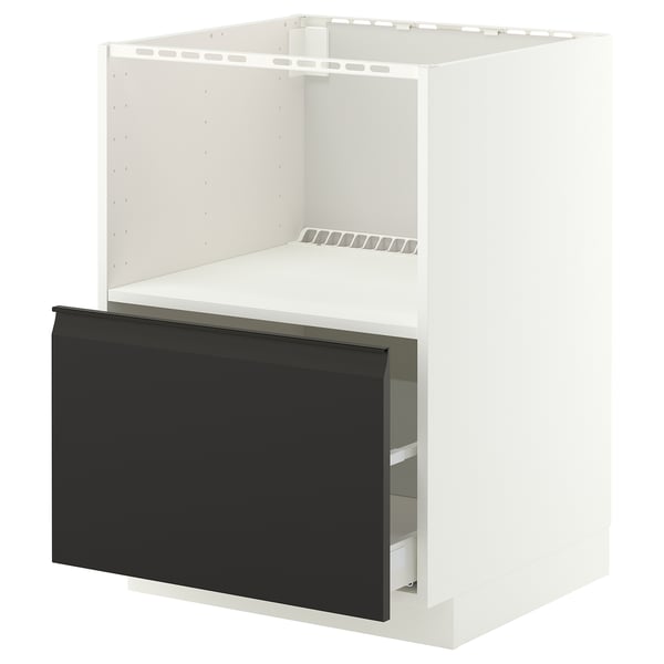 METOD / MAXIMERA Base cabinet f built-in appliances, white/Upplöv matt anthracite, 60x60 cm