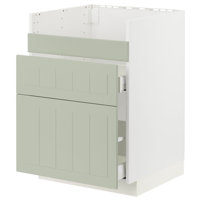 METOD green kitchen cabinet with smooth-running drawers.
