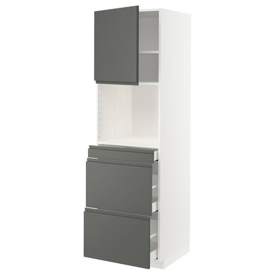Ikea METOD kitchen unit, white and dark gray, modern design with integrated handles and two drawers.