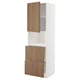 A white METOD kitchen cabinet with a modern walnut look and smooth surface, featuring multiple storage sections and a sleek, minimalist design.
