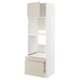 METOD kitchen unit, white & beige; tall, rectangular, open shelves, adjustable shelf, pull-out drawer, clean design.