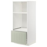 Ikea METOD white kitchen cabinet with green drawer, rectangular, modern design.