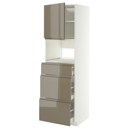 METOD kitchen unit - high gloss dark grey-brown with 3 drawers and cabinet.