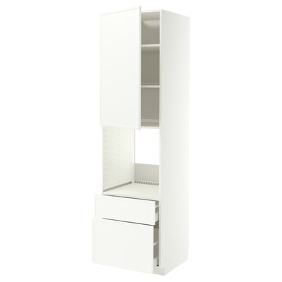 METOD / MAXIMERA High cabinet f oven+door/2 drawers, white/Aspudden matt white, 60x60x220 cm