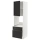 This image a modern, white ikea METOD kitchen cabinet in a high design with matte black drawer fronts and doors.