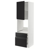 Modern kitchen cabinet, white with black drawers and door, adjustable shelf, built-in dampers for soft closing, 18mm thick frame.