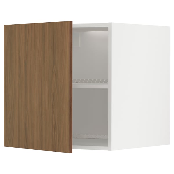 Ikea METOD white cabinet with walnut door, square, adjustable shelf.