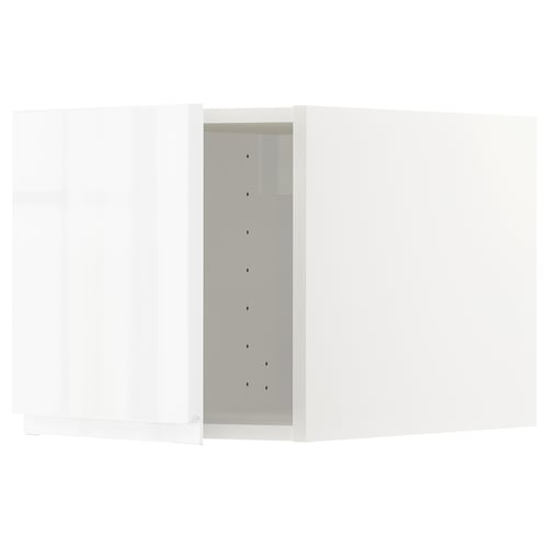 METOD white gloss kitchen unit, modern, rectangular, sleek design, with integrated handles.