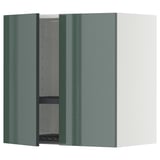 METOD wall cabinet in high-gloss green, square, with adjustable shelf, dual hinges.